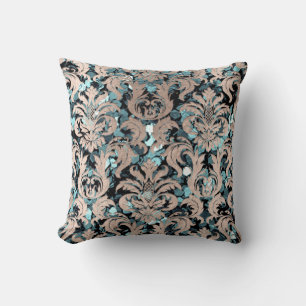 Coussin Cottage Turquoise Aquatic Damask Blue Tiffany Ivor