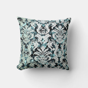 Coussin Cottage Turquoise Monnaie Pearly Damask Gris Sequi