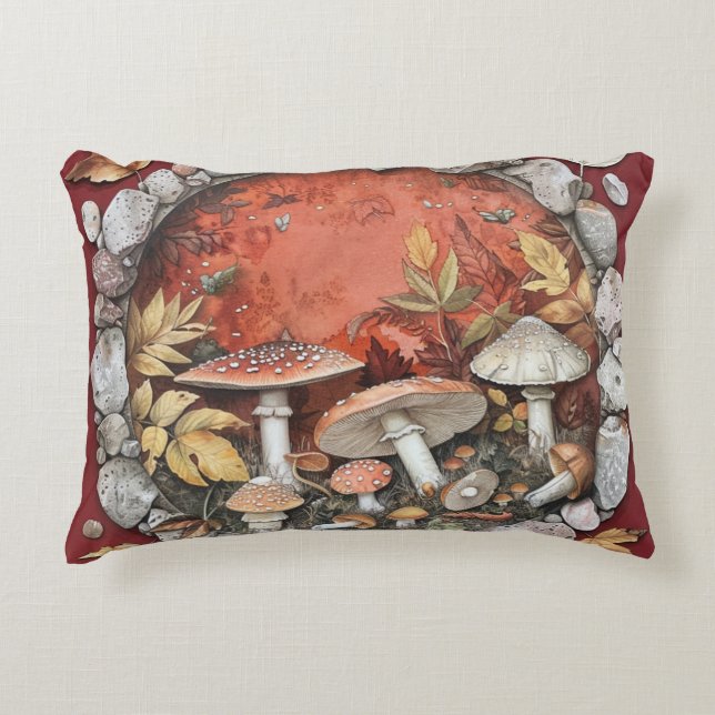 Coussin Cottagecore avec Champignons (Devant)