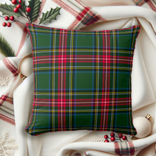 Coussin Cottagecore Classic Tartan Plaid Rouge Vert n Bleu