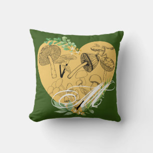 Coussin Cottagecore esthétique Monogramme personnalisé
