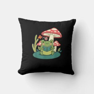 Coussin Cottagecore Forêt de Champignons Crapaud Goblincor