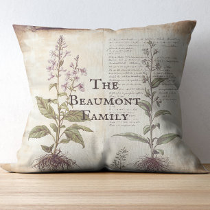 Coussin Cottagecore herbes de campagne françaises, parchem