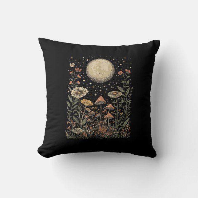 Coussin Cottagecore Moon Mushroom Moonphase Goblincore (Recto)