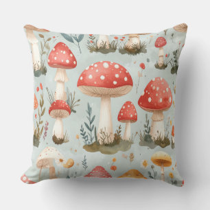 Coussin Cottagecore Mushroom Throw Pillow