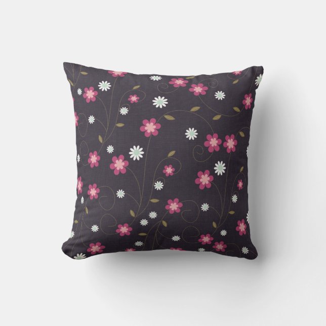 Coussin Couche à lancer rose Fleurs (Recto)
