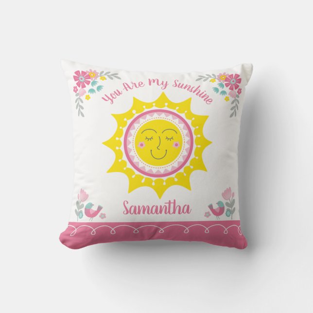 Coussin Couché de soleil Mignon Jaune Rose Personnalisé Bé (Recto)