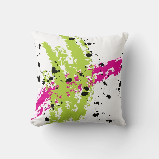 Coussin Couche d'Encre Paint Rose Vert Paint Jaillir (Recto)