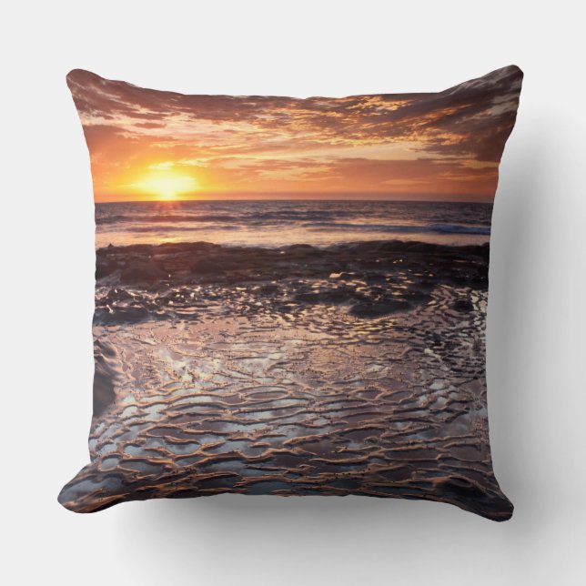 Coussin Coucher de soleil à la plage, Californie (Recto)