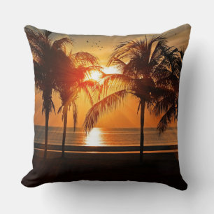 Coussin Coucher de soleil à la plage, Paysage tropical, Pi
