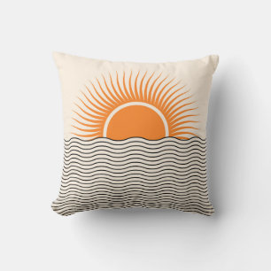 Coussin Coucher de soleil Abstrait : décoration boho géomé