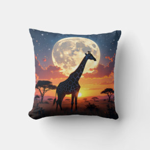 Coussin Coucher de soleil africain Lune Girafe & Marché St