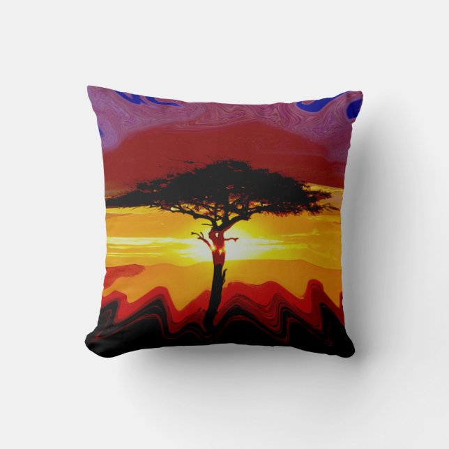 Coussin Coucher de soleil africain Safari (Recto)