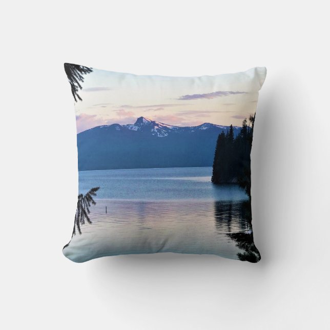 Coussin Coucher de soleil au lac Crescent, Oregon (Recto)