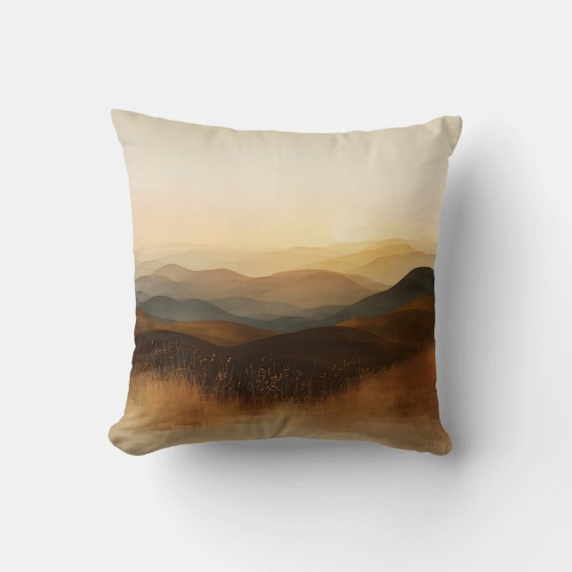 Coussin Coucher de soleil aux collines ondoyantes de l'heu (Recto)