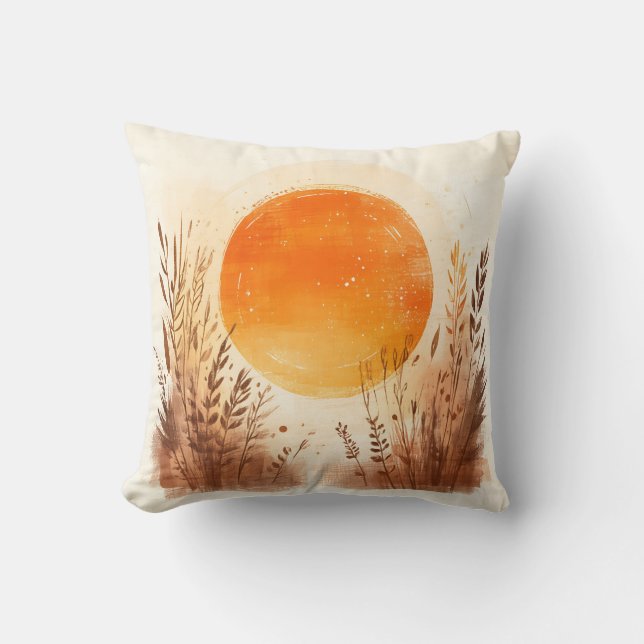 Coussin Coucher de soleil Blé Herbe Bohème Lever du soleil (Recto)
