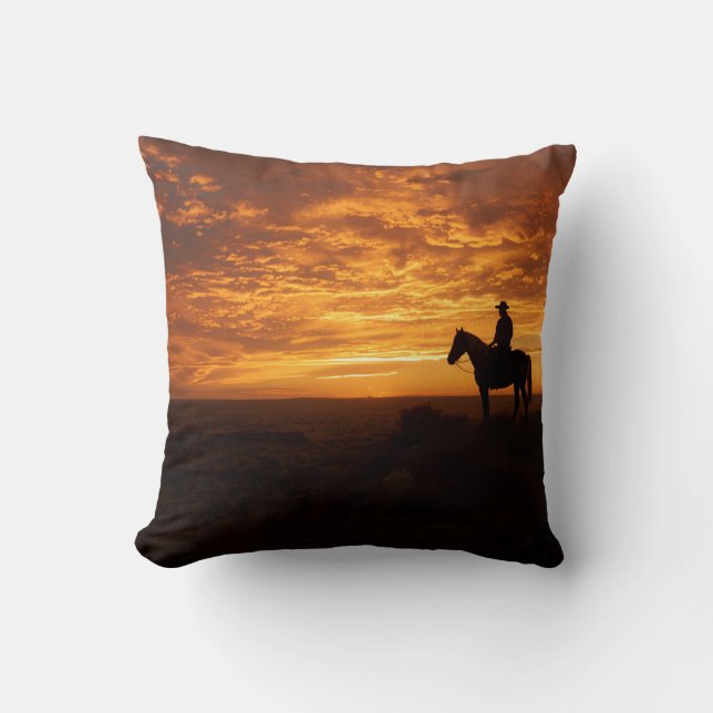 Coussin Coucher de soleil cuivré Tons chauds Art de la sil (Recto)