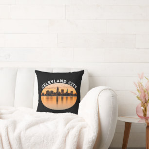 Coussin Coucher de soleil de Cleveland ville forme de foot