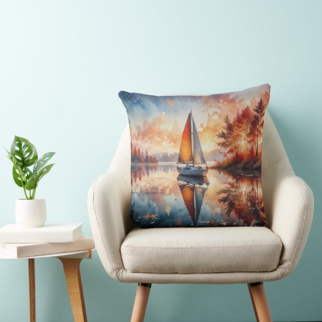 Coussin Coucher de soleil de l'automne du bateau (Chaise)