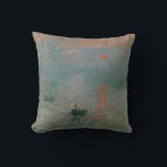 Coussin Coucher de soleil de Monet<br><div class="desc">Coucher de soleil près de Claude Monet lancer l'oreiller.  Beau coucher de soleil sur la scène aquatique avec des bateaux.</div>