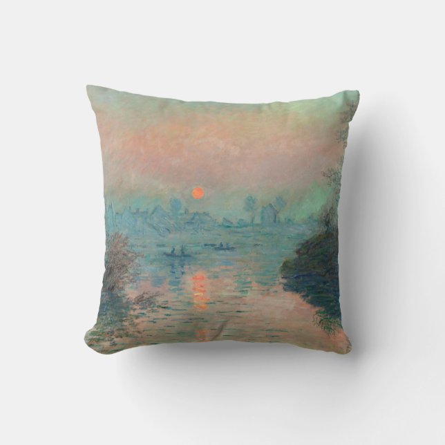 Coussin Coucher de soleil de Monet sur la Seine Impression (Recto)