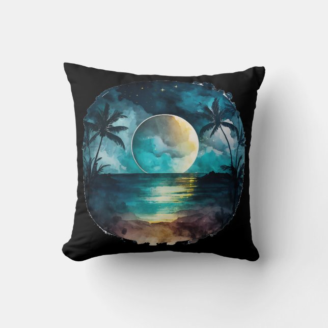 Coussin Coucher de soleil de plage exotique (Recto)