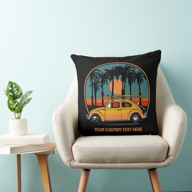 Coussin Coucher de soleil de surfeur Tropical de texte per (Chaise)