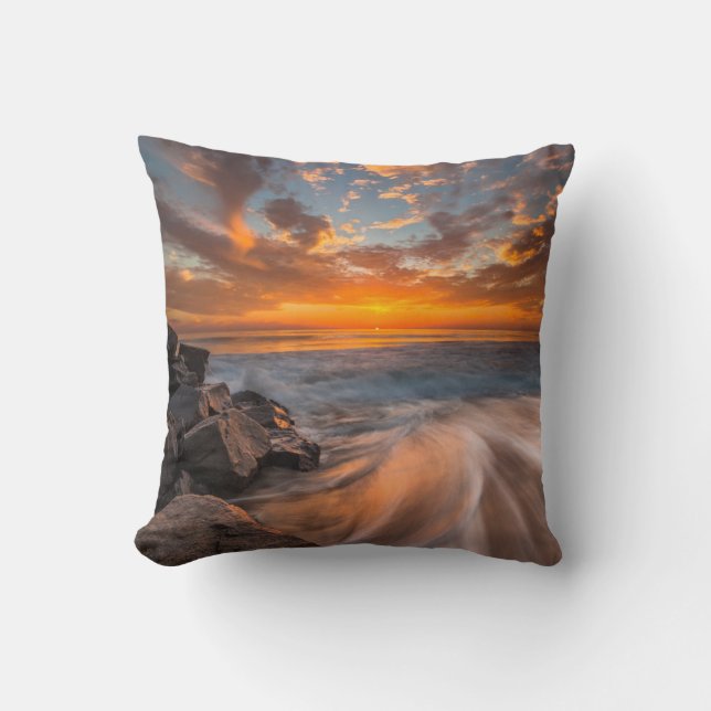 Coussin Coucher de soleil depuis la plage de Tamarach (Recto)