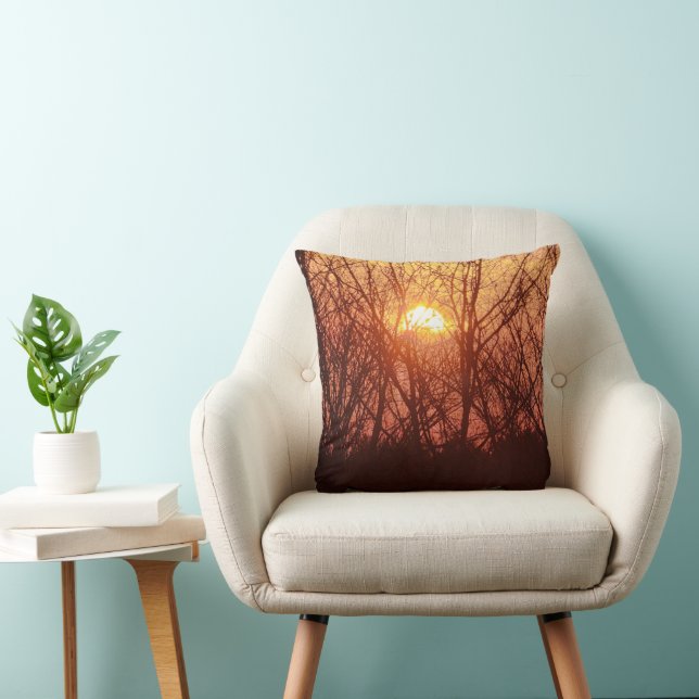 Coussin Coucher de soleil derrière les arbres (Chaise)