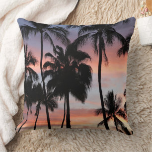 Coussin Coucher de soleil des palmiers tropicaux