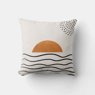 Coussin Coucher de soleil doré Abstrait Vagues d'océan Jeu