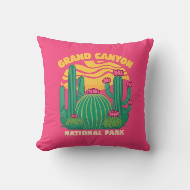 Coussin Coucher de soleil du Grand Canyon Cactus (Recto)