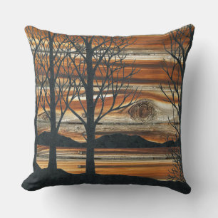 Coussin Coucher de soleil en bois