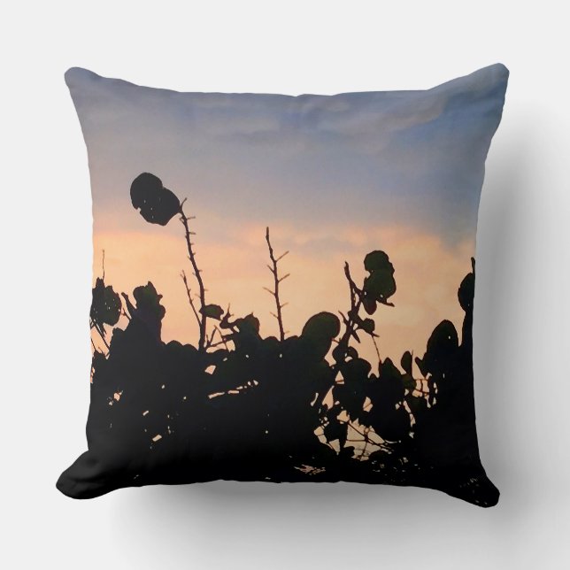 Coussin Coucher de soleil en dentelle noire (Recto)