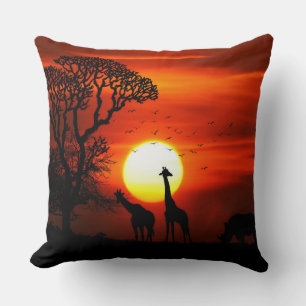 Coussin Coucher de soleil et Afrique sauvage Jeu d'oreille