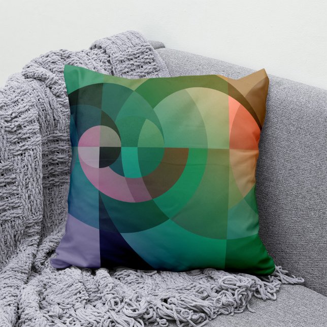 Coussin Coucher de soleil géométrique Abstrait de la mer R (Créateur téléchargé)