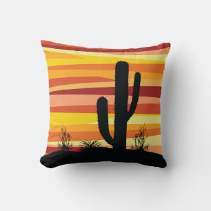 Coussin Coucher de soleil géométrique dans le désert