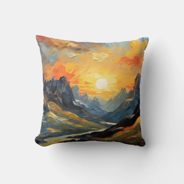 Coussin Coucher De Soleil Magique Dans Les Montagnes (Recto)