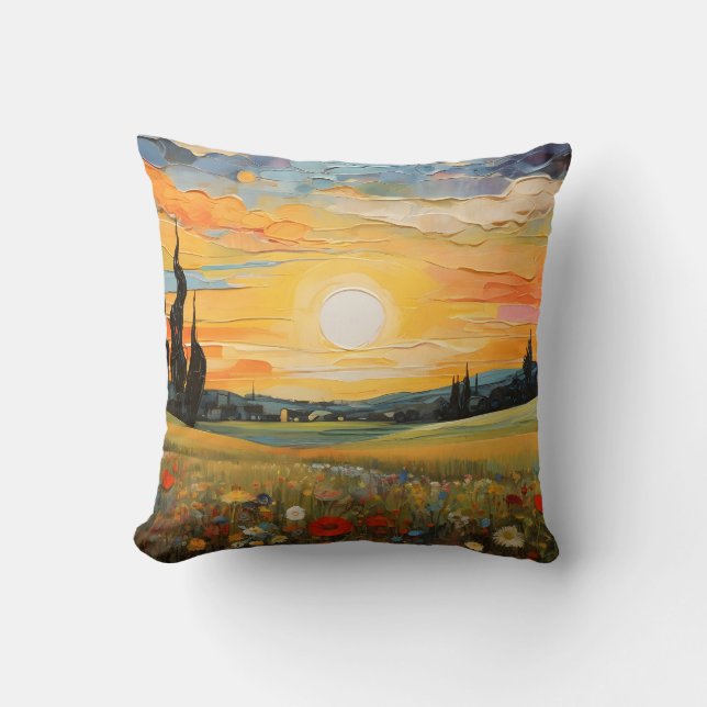 Coussin Coucher de soleil Meadow Fleurs sauvages de la pei (Recto)