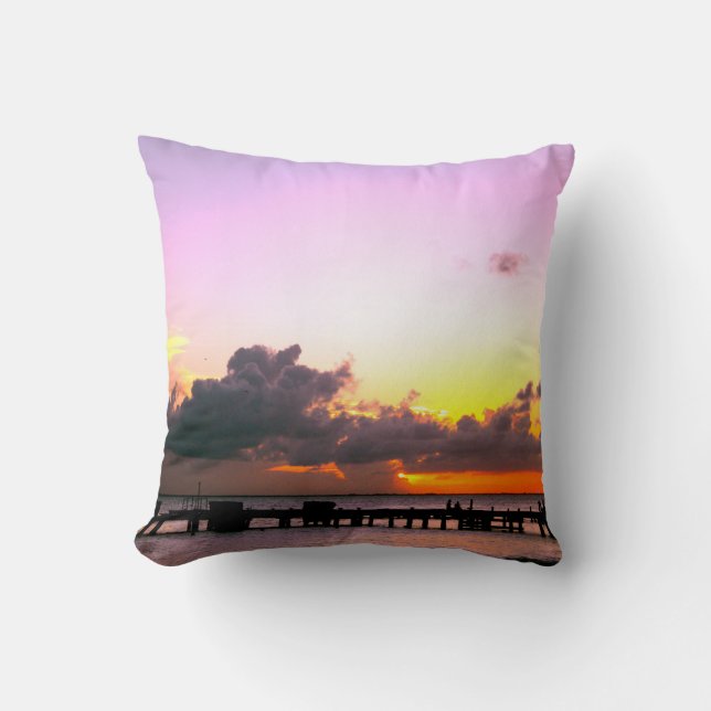 Coussin coucher de soleil mexicain orange or violet époust (Recto)