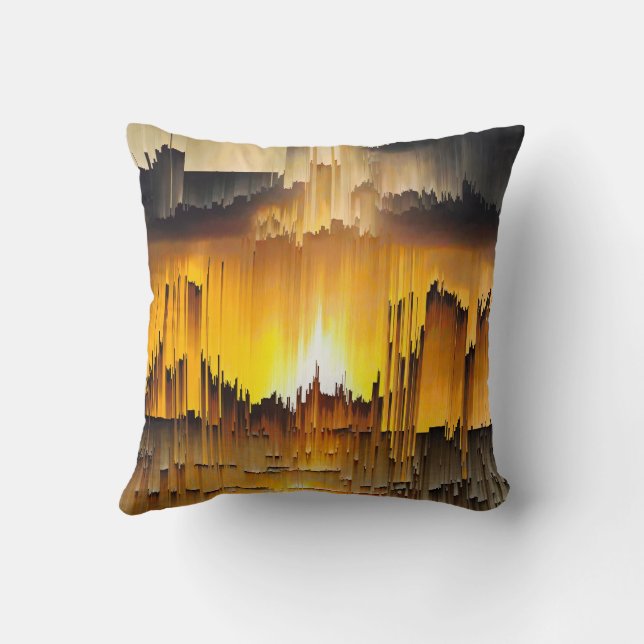 Coussin Coucher de soleil numérique abstrait avec bogue (Verso)