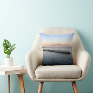 Coussin Coucher de soleil pastel Baie de Naples avec le Vé