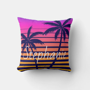 Coussin Coucher de soleil rétro Personnalisé