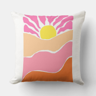Coussin Coucher de soleil rose pâle et orange bohème
