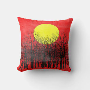 Coussin Coucher de soleil rouge   Peinture Abstraite