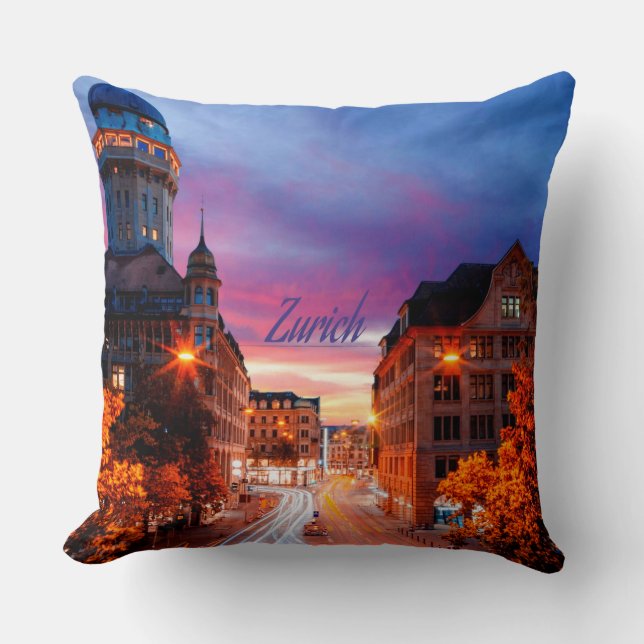 Coussin Coucher de soleil suisse de Zurich (Recto)