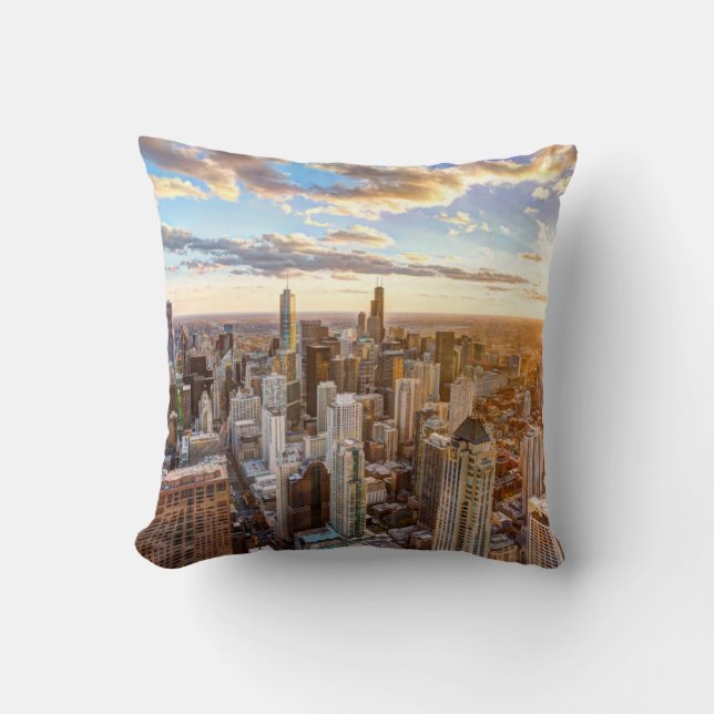 Coussin Coucher de soleil sur Chicago (Recto)