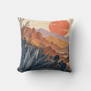 Coussin Coucher de soleil sur corail d'agave du désert