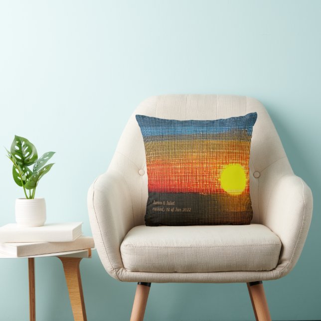 Coussin Coucher de soleil sur couture croisée personnalisé (Chaise)