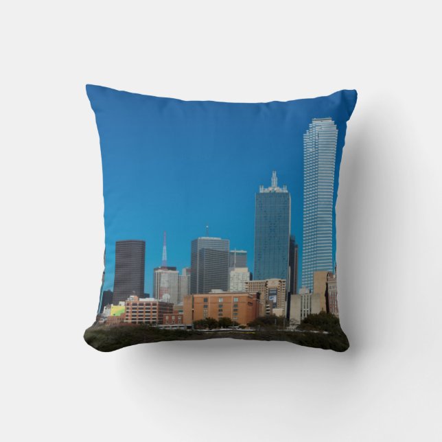Coussin Coucher de soleil sur la ligne d'horizon de Dallas (Recto)